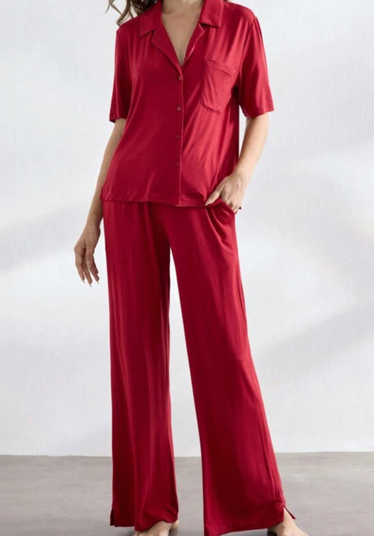 Pants Sleepset (Soft Modal-Red/Burgundy)